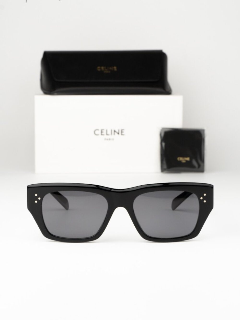 Celine Men Sunglasses Black Grey Polarized Cat Eye CL40297U 01D NEW AUTHENTIC